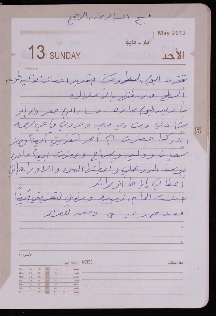 دفتر يوميات فضية الدرابيع، دورا- الخليل، 2012