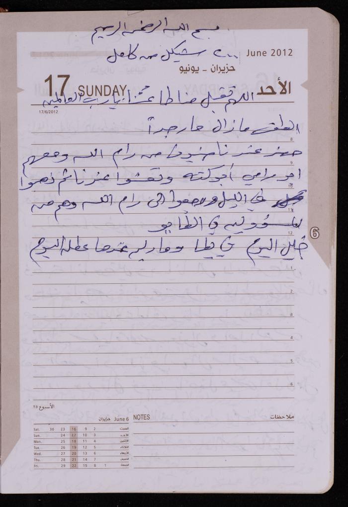 دفتر يوميات فضية الدرابيع، دورا- الخليل، 2012