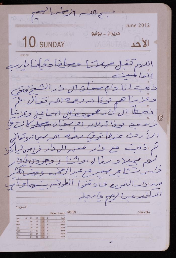 دفتر يوميات فضية الدرابيع، دورا- الخليل، 2012