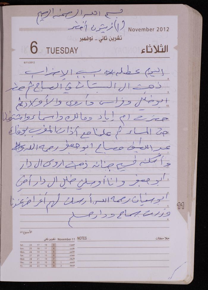 دفتر يوميات فضية الدرابيع، دورا- الخليل، 2012