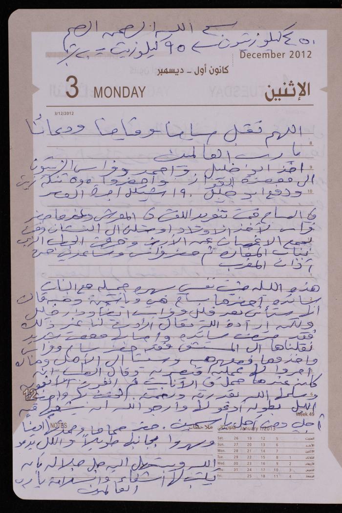 دفتر يوميات فضية الدرابيع، دورا- الخليل، 2012