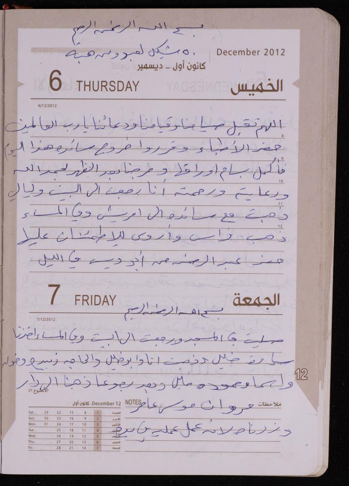 دفتر يوميات فضية الدرابيع، دورا- الخليل، 2012