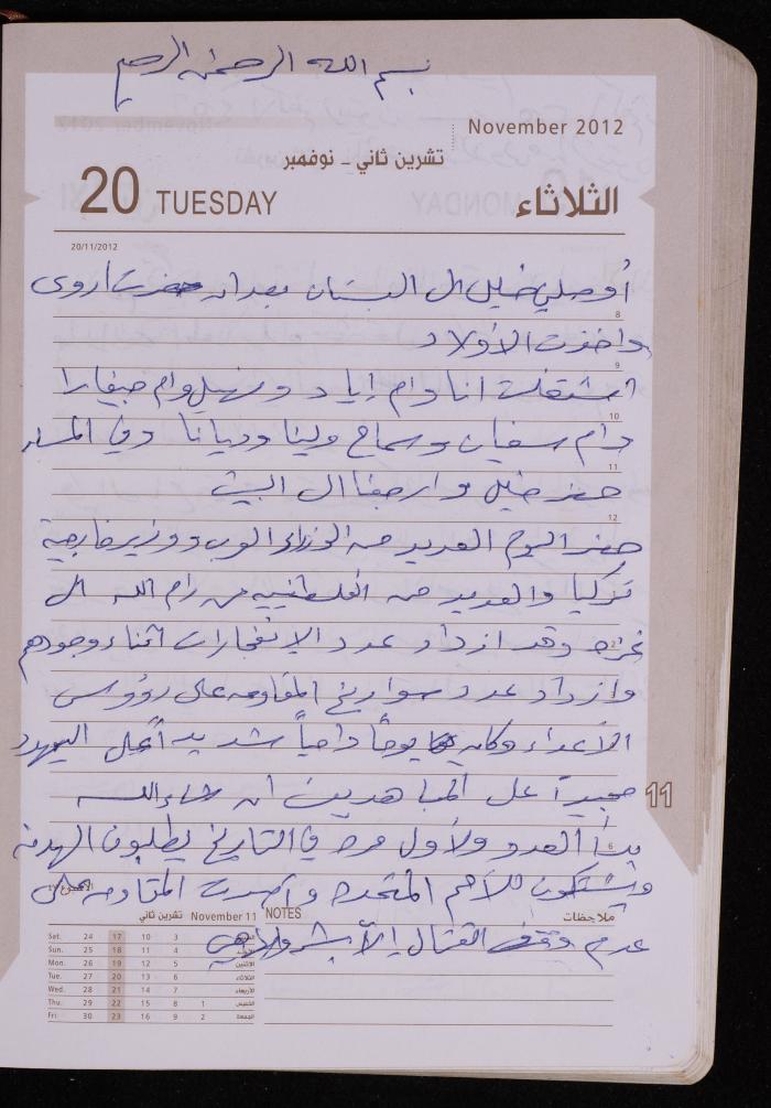 دفتر يوميات فضية الدرابيع، دورا- الخليل، 2012