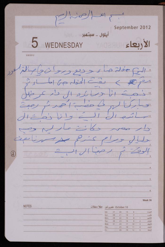 دفتر يوميات فضية الدرابيع، دورا- الخليل، 2012