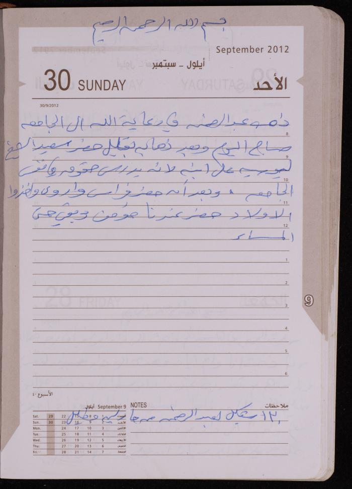 دفتر يوميات فضية الدرابيع، دورا- الخليل، 2012