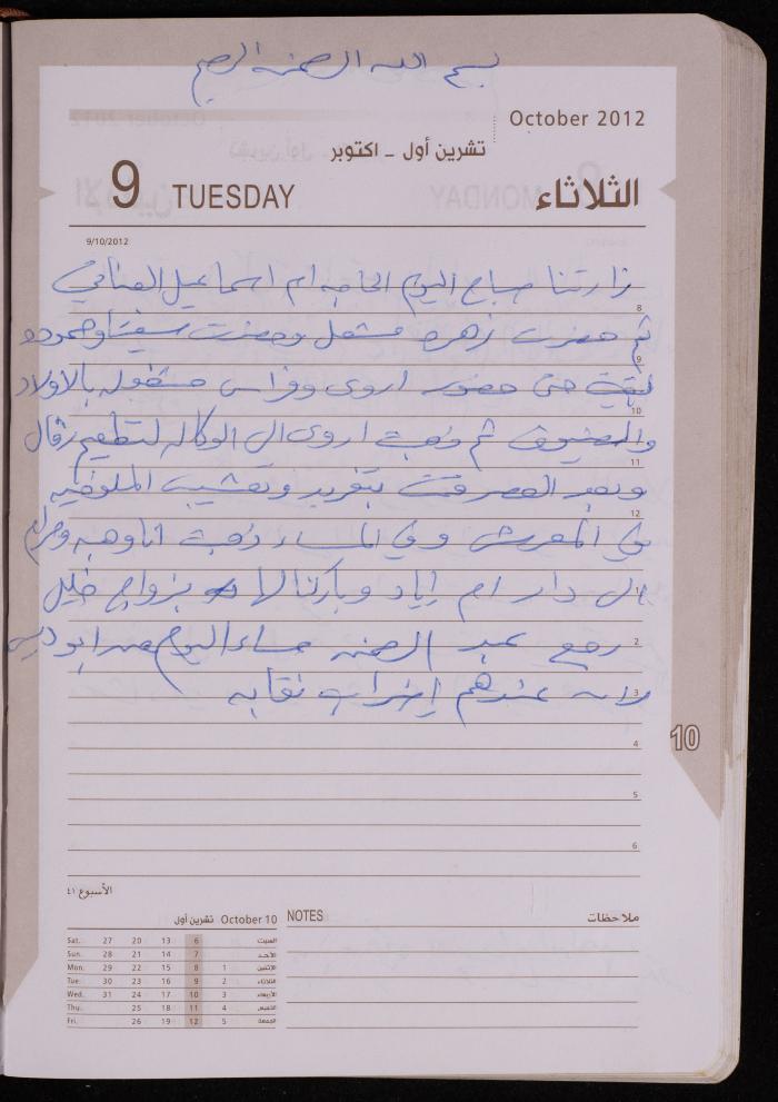 دفتر يوميات فضية الدرابيع، دورا- الخليل، 2012