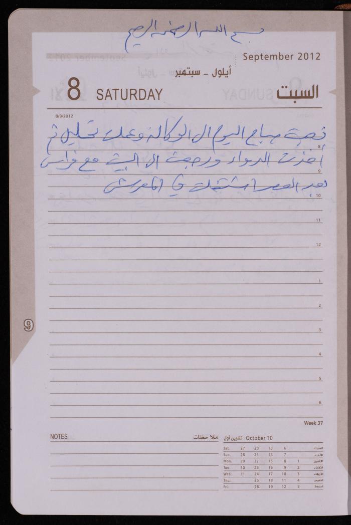 دفتر يوميات فضية الدرابيع، دورا- الخليل، 2012