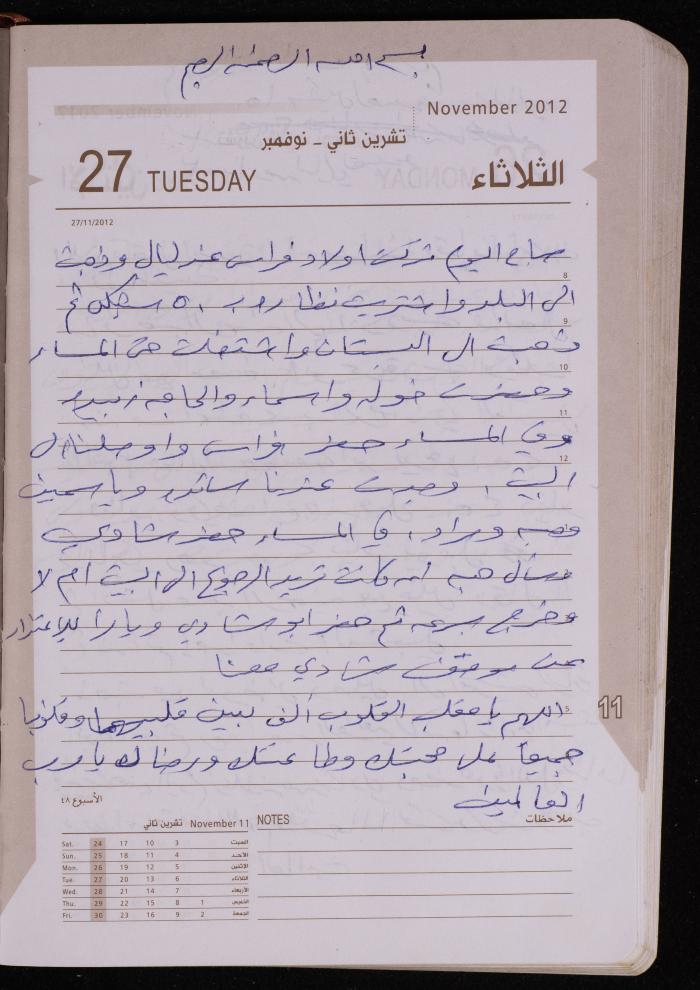 دفتر يوميات فضية الدرابيع، دورا- الخليل، 2012