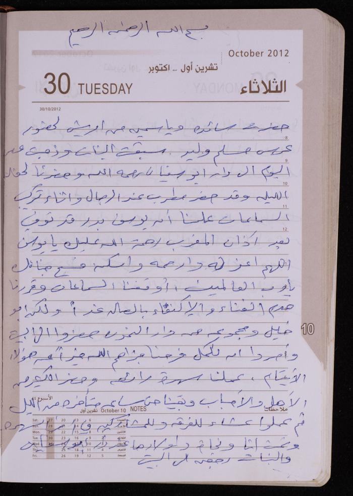 دفتر يوميات فضية الدرابيع، دورا- الخليل، 2012