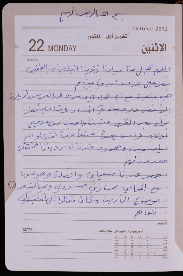 دفتر يوميات فضية الدرابيع، دورا- الخليل، 2012