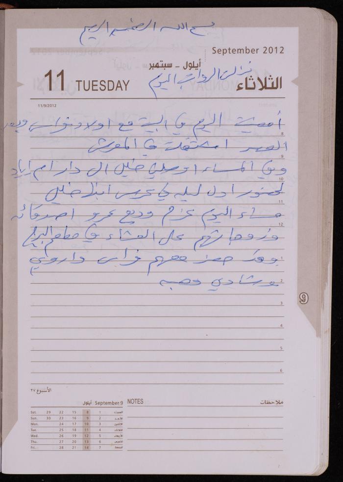 دفتر يوميات فضية الدرابيع، دورا- الخليل، 2012