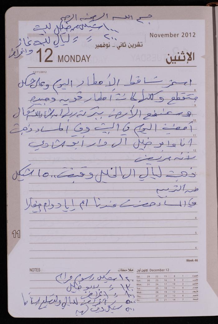 دفتر يوميات فضية الدرابيع، دورا- الخليل، 2012