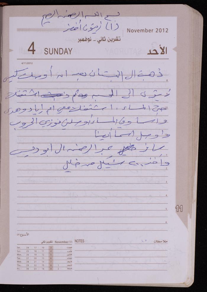 دفتر يوميات فضية الدرابيع، دورا- الخليل، 2012