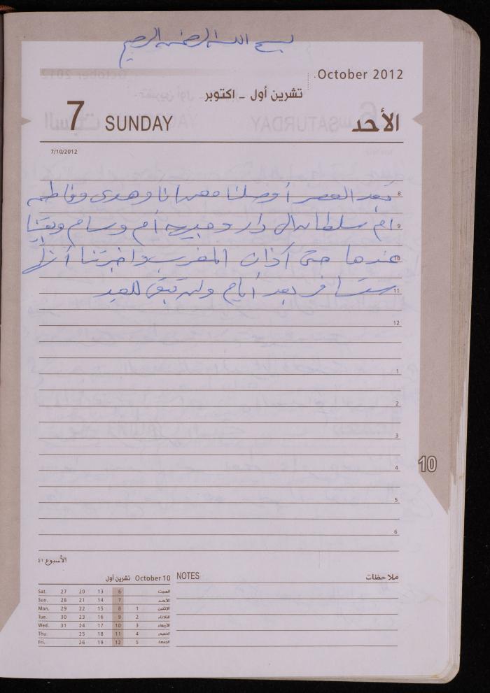 دفتر يوميات فضية الدرابيع، دورا- الخليل، 2012