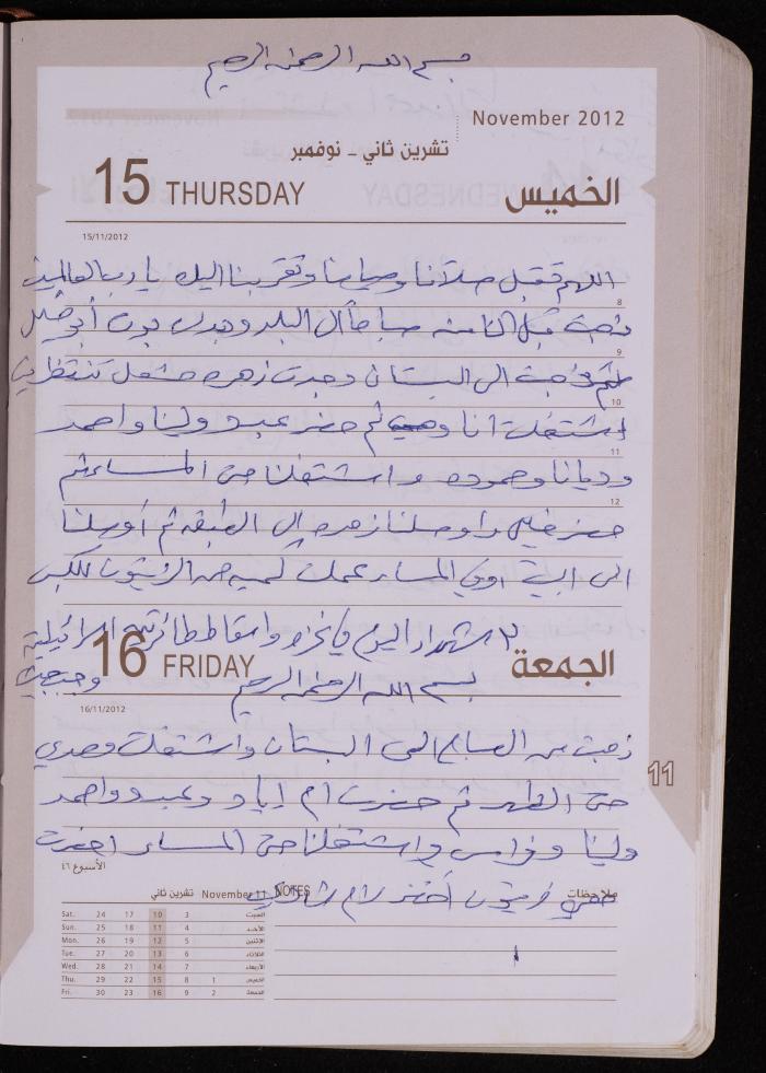 دفتر يوميات فضية الدرابيع، دورا- الخليل، 2012