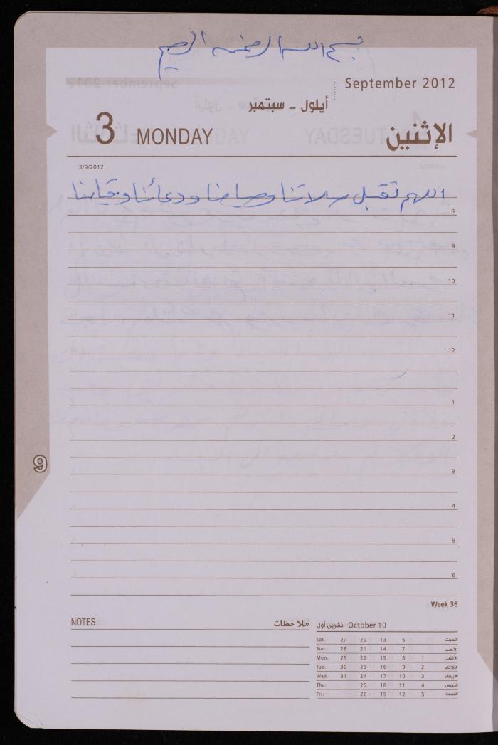 دفتر يوميات فضية الدرابيع، دورا- الخليل، 2012