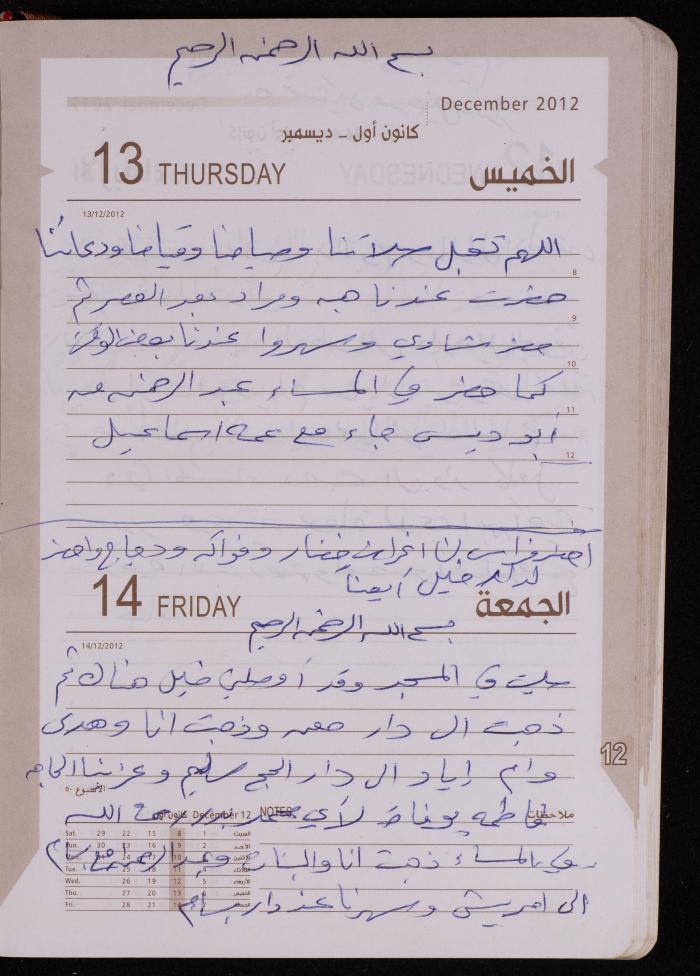 دفتر يوميات فضية الدرابيع، دورا- الخليل، 2012