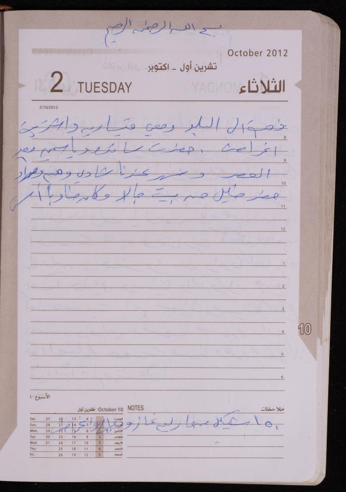 دفتر يوميات فضية الدرابيع، دورا- الخليل، 2012