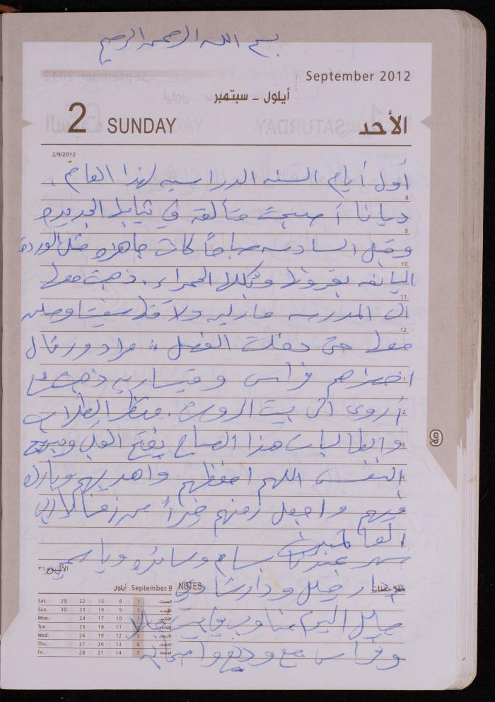 دفتر يوميات فضية الدرابيع، دورا- الخليل، 2012