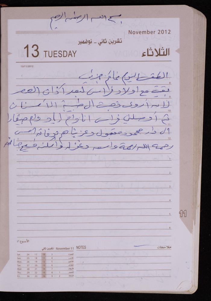 دفتر يوميات فضية الدرابيع، دورا- الخليل، 2012