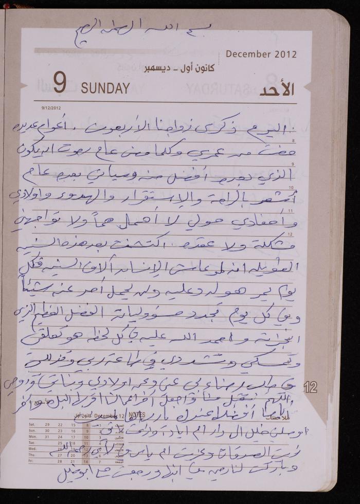 دفتر يوميات فضية الدرابيع، دورا- الخليل، 2012