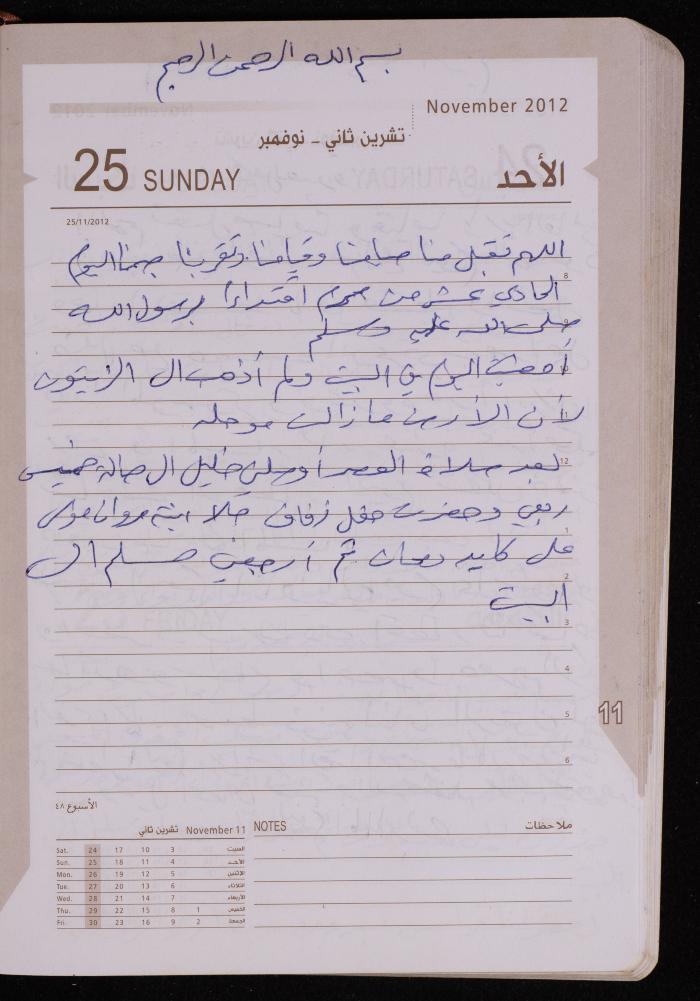 دفتر يوميات فضية الدرابيع، دورا- الخليل، 2012