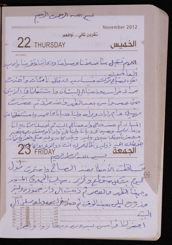 دفتر يوميات فضية الدرابيع، دورا- الخليل، 2012