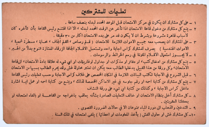 بطاقة جلوس امتحان الثانوية العامة لبسام محمد علي المالوخ 1979