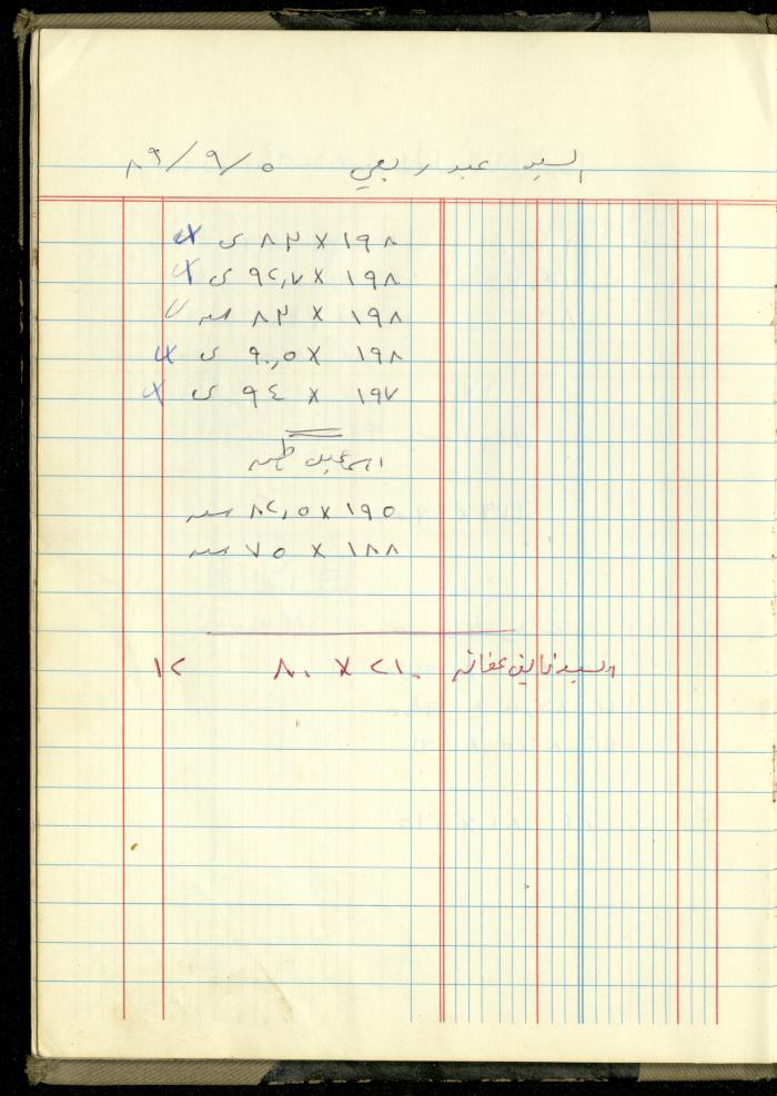 Ahmad Nammoura's Measurements and Accounts Book, Amman - Jordan, 1988