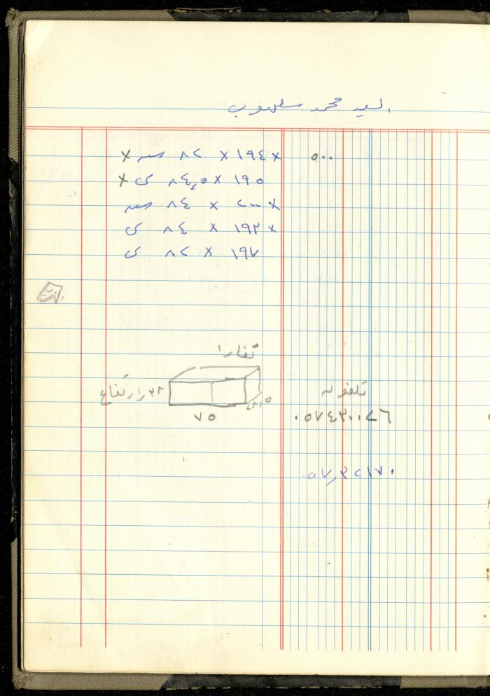 Ahmad Nammoura's Measurements and Accounts Book, Amman - Jordan, 1988
