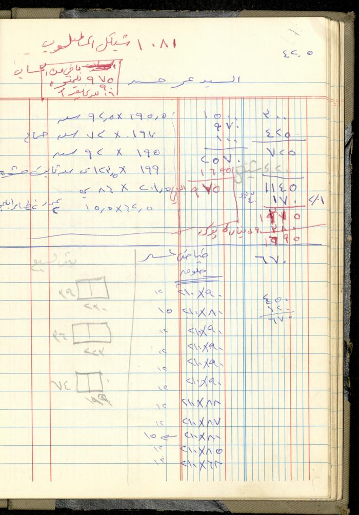 Ahmad Nammoura's Measurements and Accounts Book, Amman - Jordan, 1988