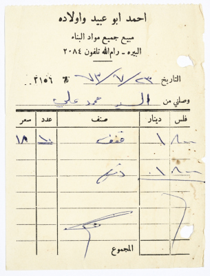 فاتورة باسم محمد علي المالوخ  عام 1973