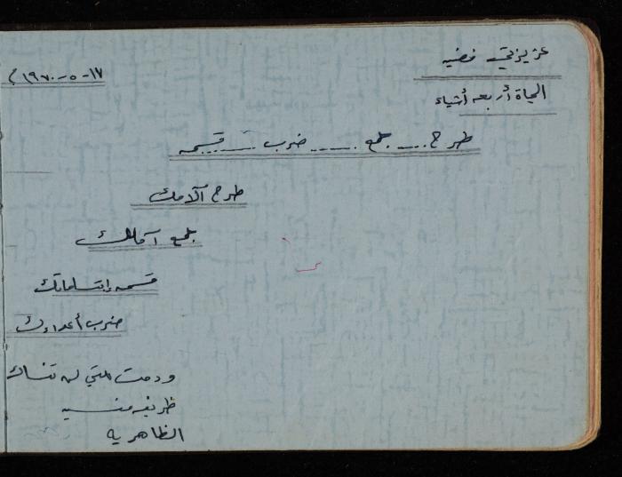 Fadeyyeh Darabe's Letters Notebook, Dura-Hebron, 1970-1972