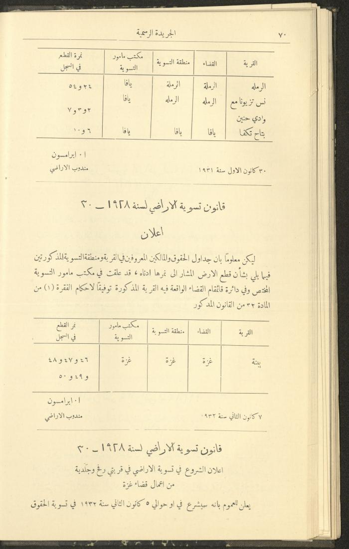 Issue No. 299 of the Official Palestine Newspaper, 16 January 1932