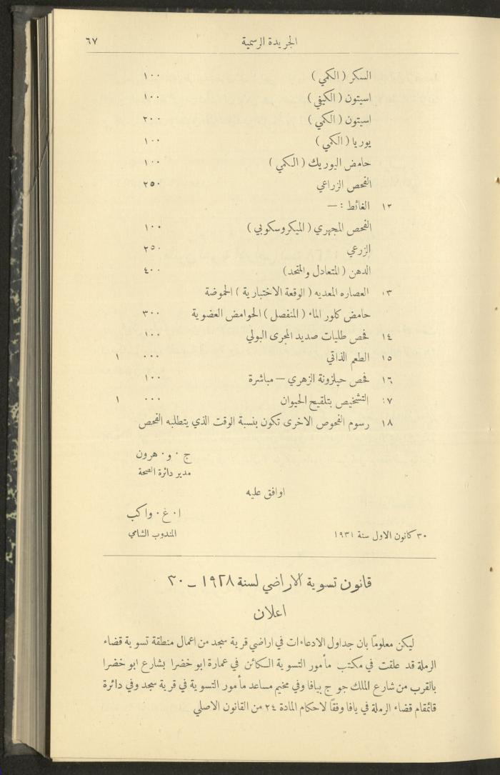 Issue No. 299 of the Official Palestine Newspaper, 16 January 1932