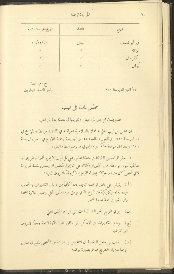 Issue No. 299 of the Official Palestine Newspaper, 16 January 1932