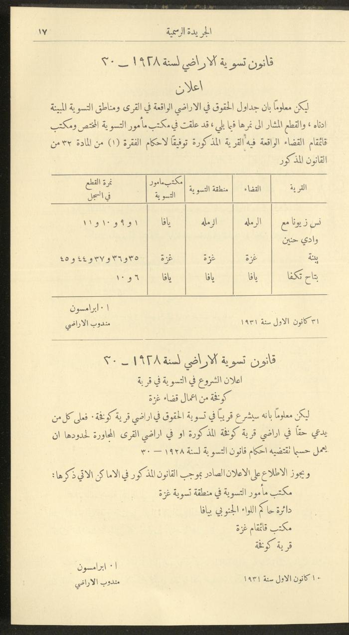 Issue No. 298 of the Official Palestine Newspaper, 1 January 1932