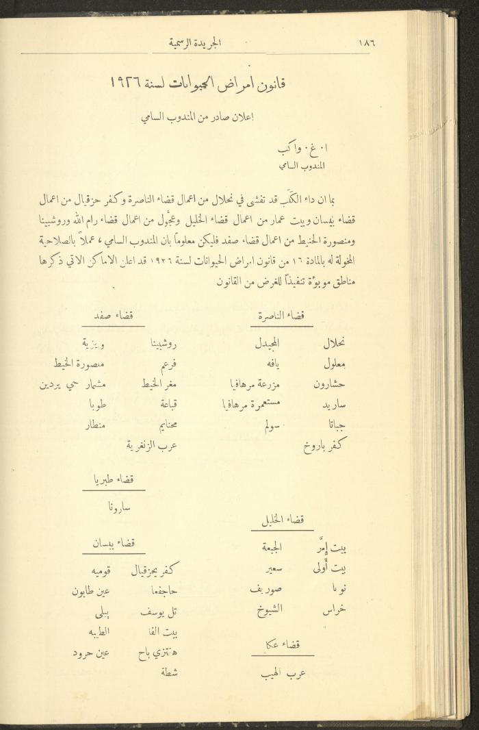 العدد 301 من جريدة حكومة فلسطين الرسمية، 16 شباط 1932