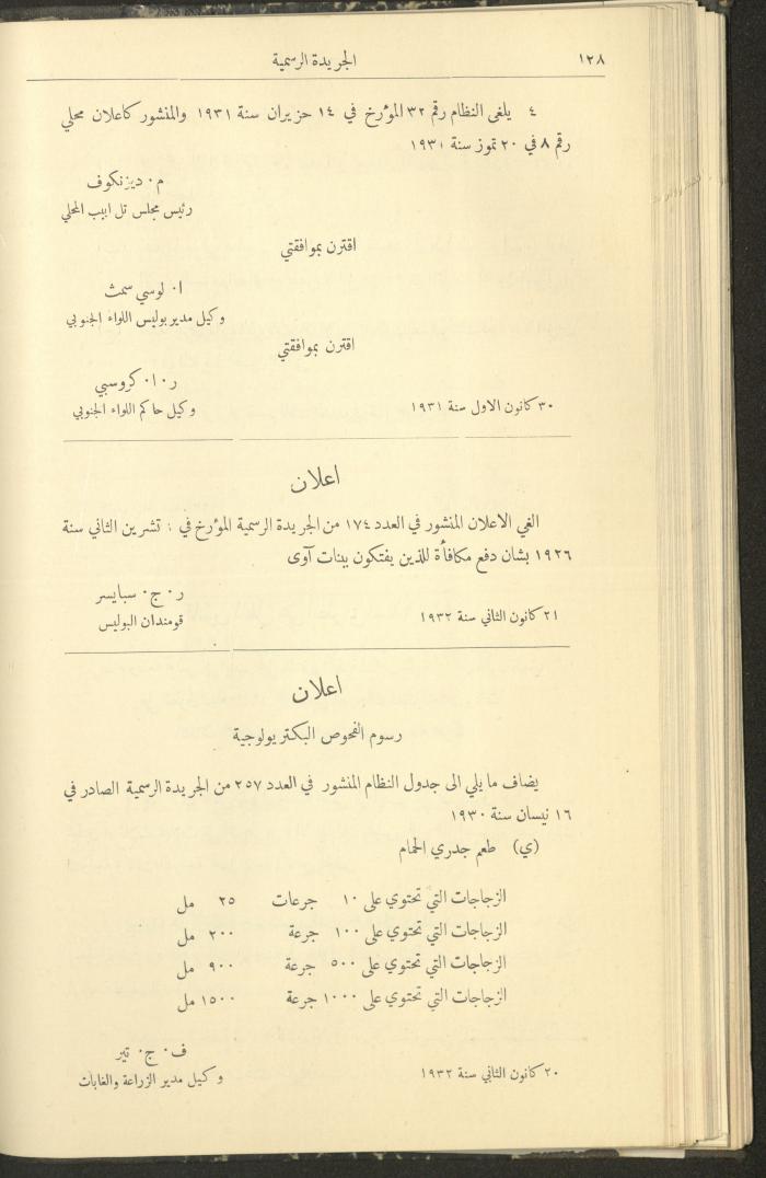 العدد 300 من جريدة حكومة فلسطين الرسمية،1 شباط 1932