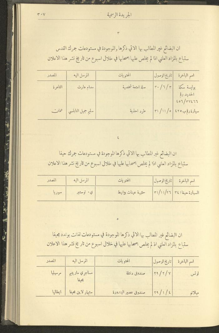 العدد 303 من جريدة حكومة فلسطين الرسمية، 16 آذار 1932