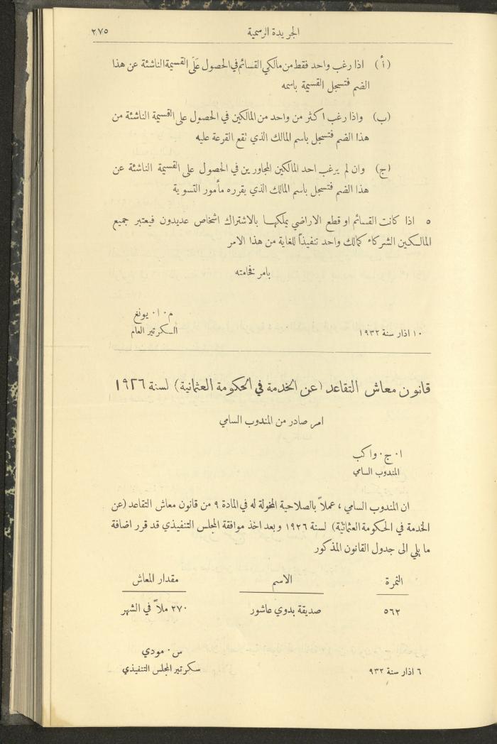 العدد 303 من جريدة حكومة فلسطين الرسمية، 16 آذار 1932