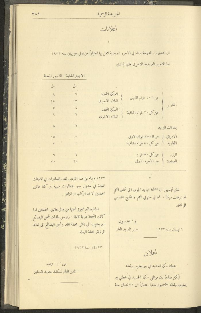 العدد 305 من جريدة حكومة فلسطين الرسمية، 16 نيسان 1932