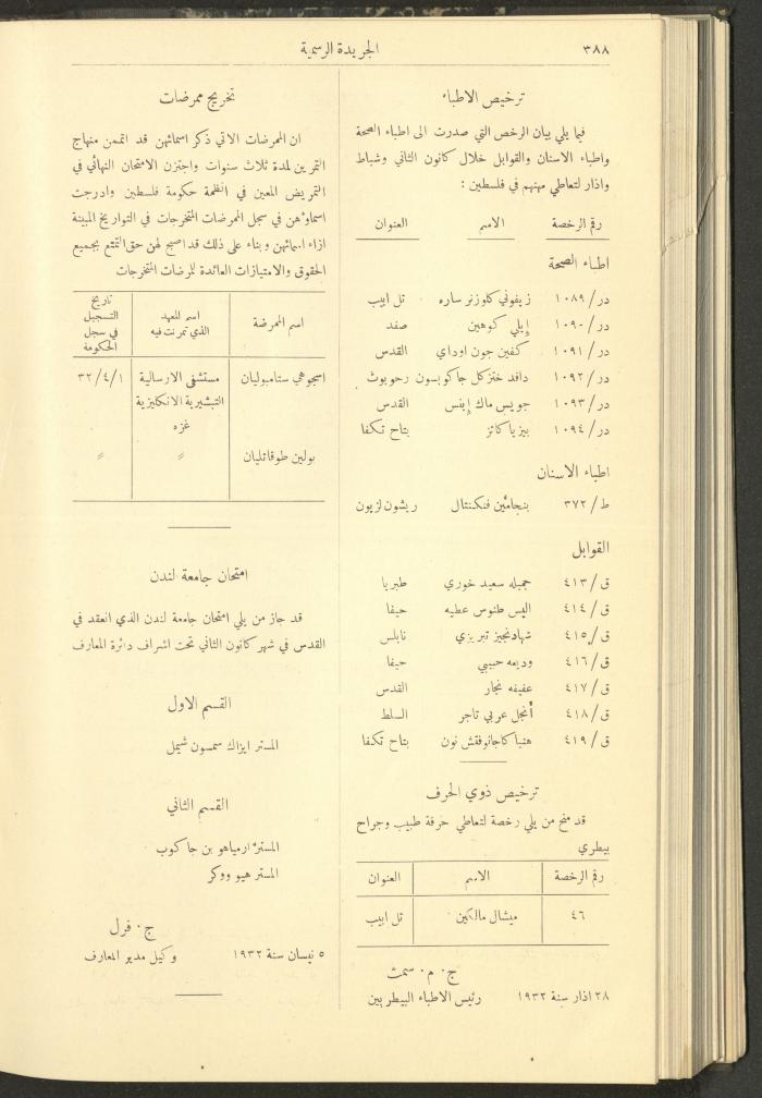 العدد 305 من جريدة حكومة فلسطين الرسمية، 16 نيسان 1932