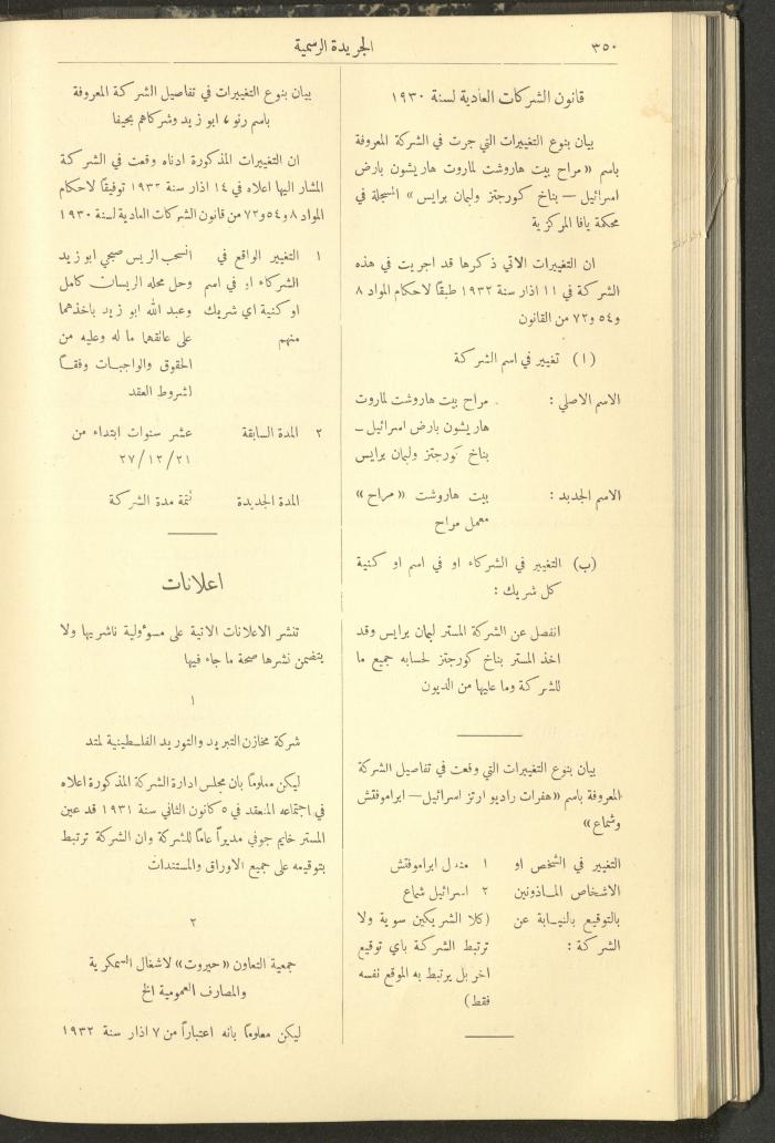 العدد 304 من جريدة حكومة فلسطين الرسمية، 1 نيسان 1932