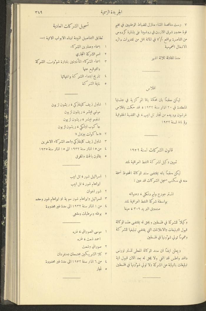 العدد 304 من جريدة حكومة فلسطين الرسمية، 1 نيسان 1932