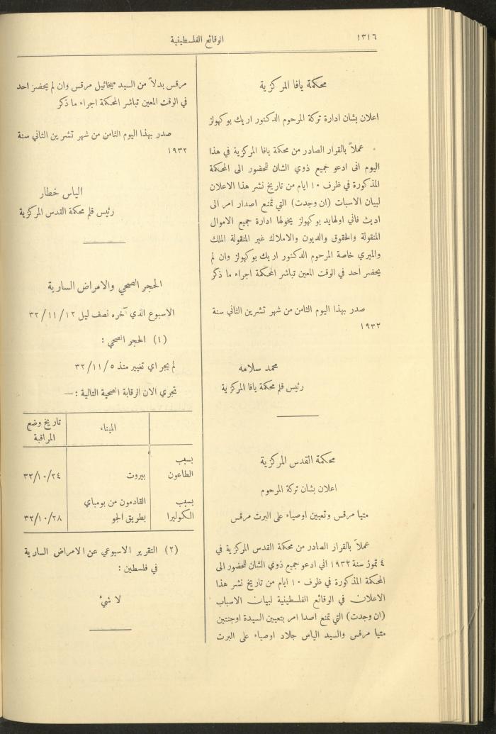 العدد 327 من الوقائع الفلسطينية، الجريدة الرسمية لحكومة فلسطين، 17 تشرين الثاني 1932