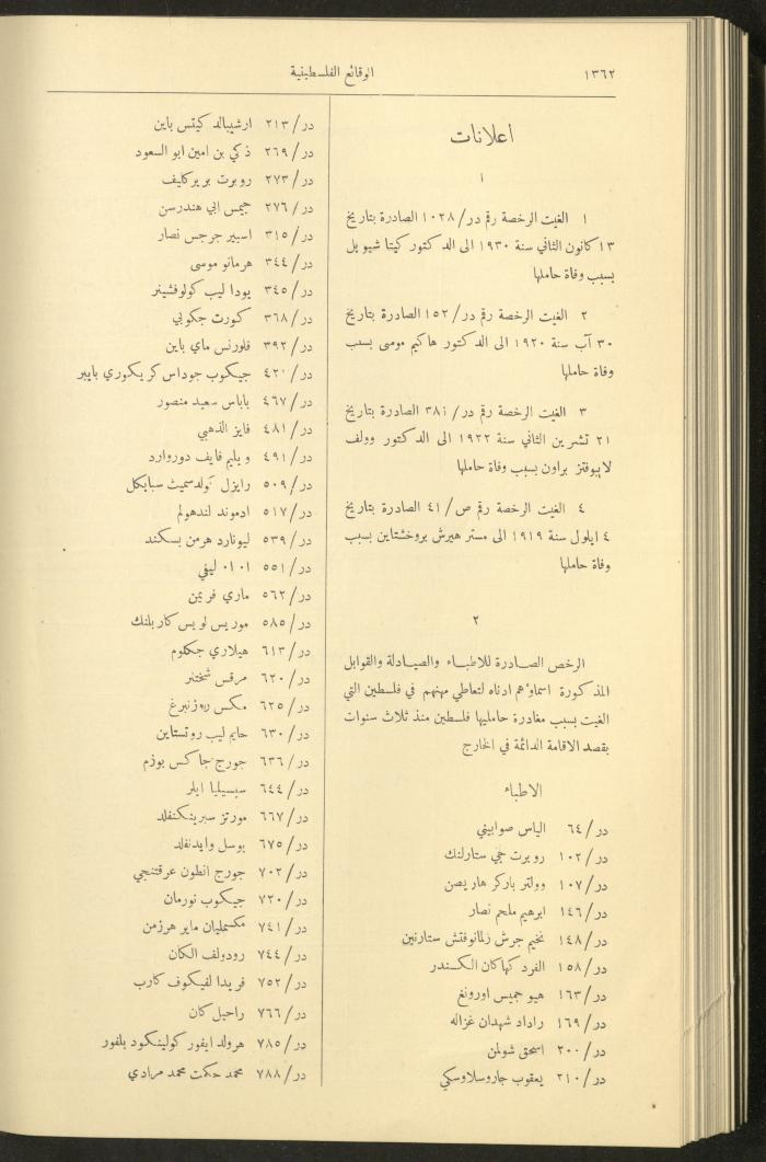 Issue 329 of the Palestinian Chronicles, the Official Newspaper of the Government of Palestine, 1 December 1932