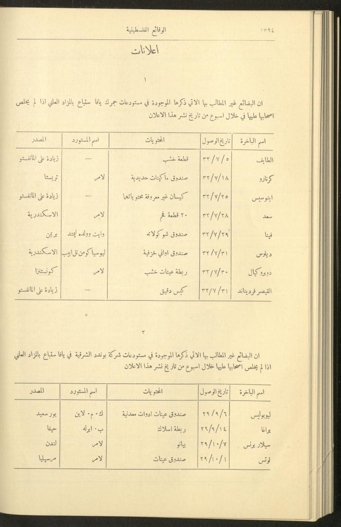 Issue 320 of the Palestinian Chronicles, the Official Newspaper of the Government of Palestine, 8 December 1932