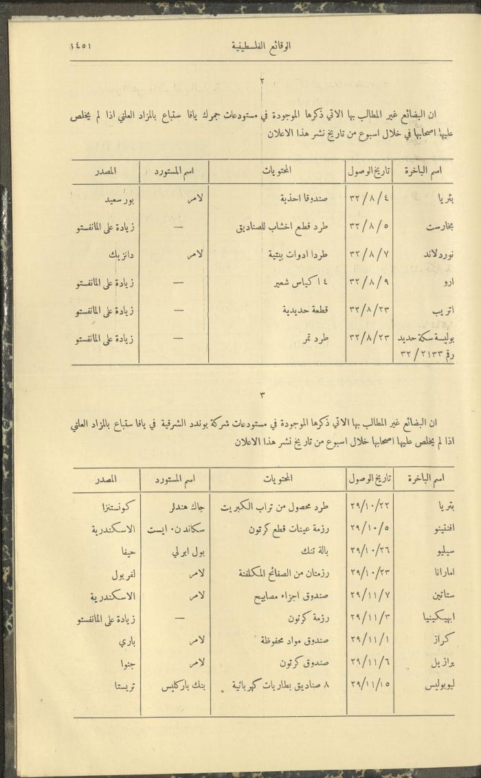 Issue 333 of the Palestinian Chronicles, the Official Newspaper of the Government of Palestine, 22 December 1932