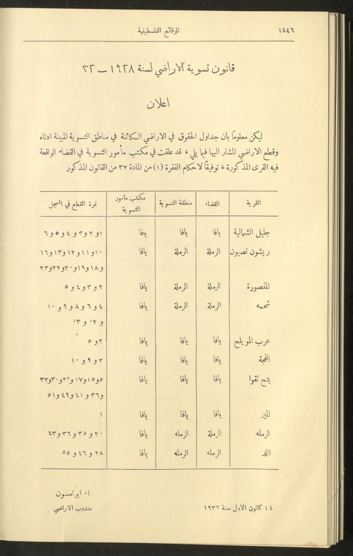 Issue 333 of the Palestinian Chronicles, the Official Newspaper of the Government of Palestine, 22 December 1932